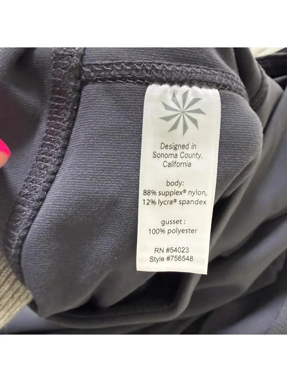 ATHLETA SZ S Elation GRAY Capri Legging Flower motif on Leg Crossover Waist NWT